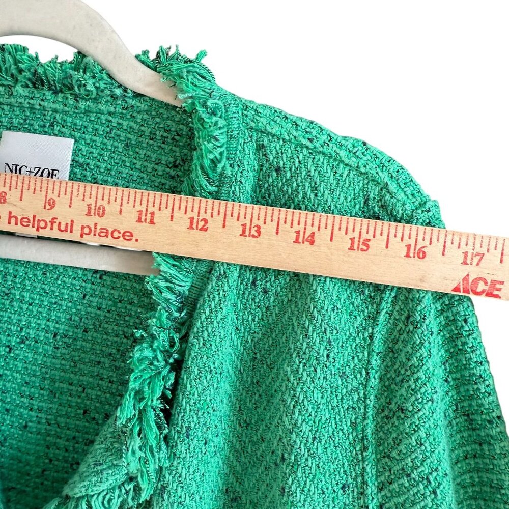 Nic + Zoe Michaela Fringe Mix Knit Open Front Jacket Women's Size XL Green - Picture 7 of 11